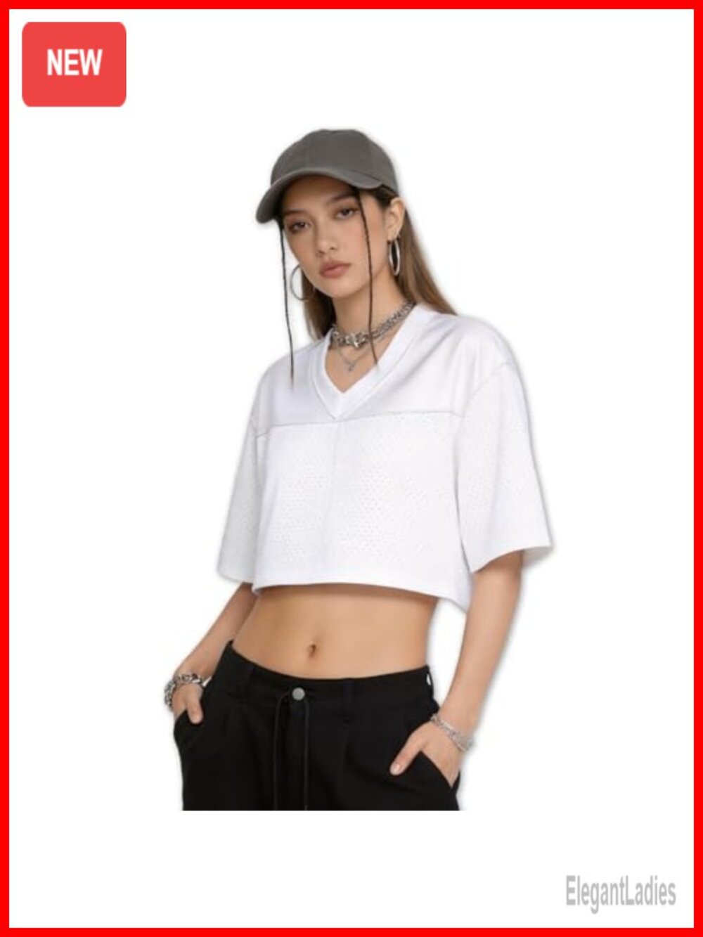 Y2K Football Jersey Crop Top Mesh V Neck Short Sleeve Streetwear Tee